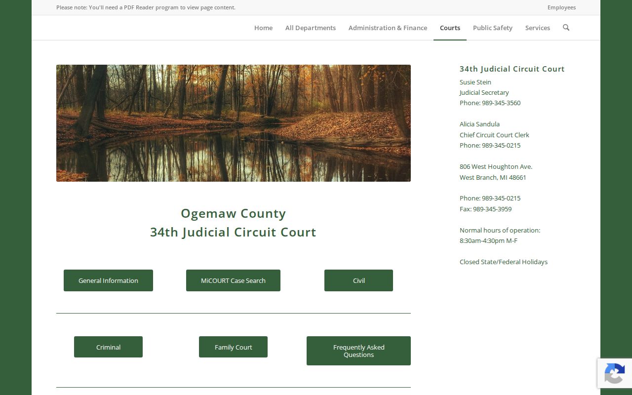Ogemaw County arrest warrant research: 34th Judicial Circuit Court page