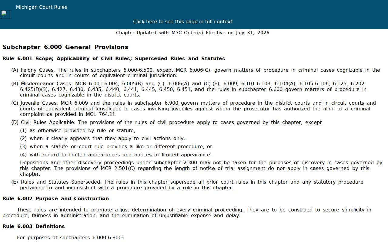 Ogemaw County bench warrant research: Michigan court rules on warrants and failure to appear