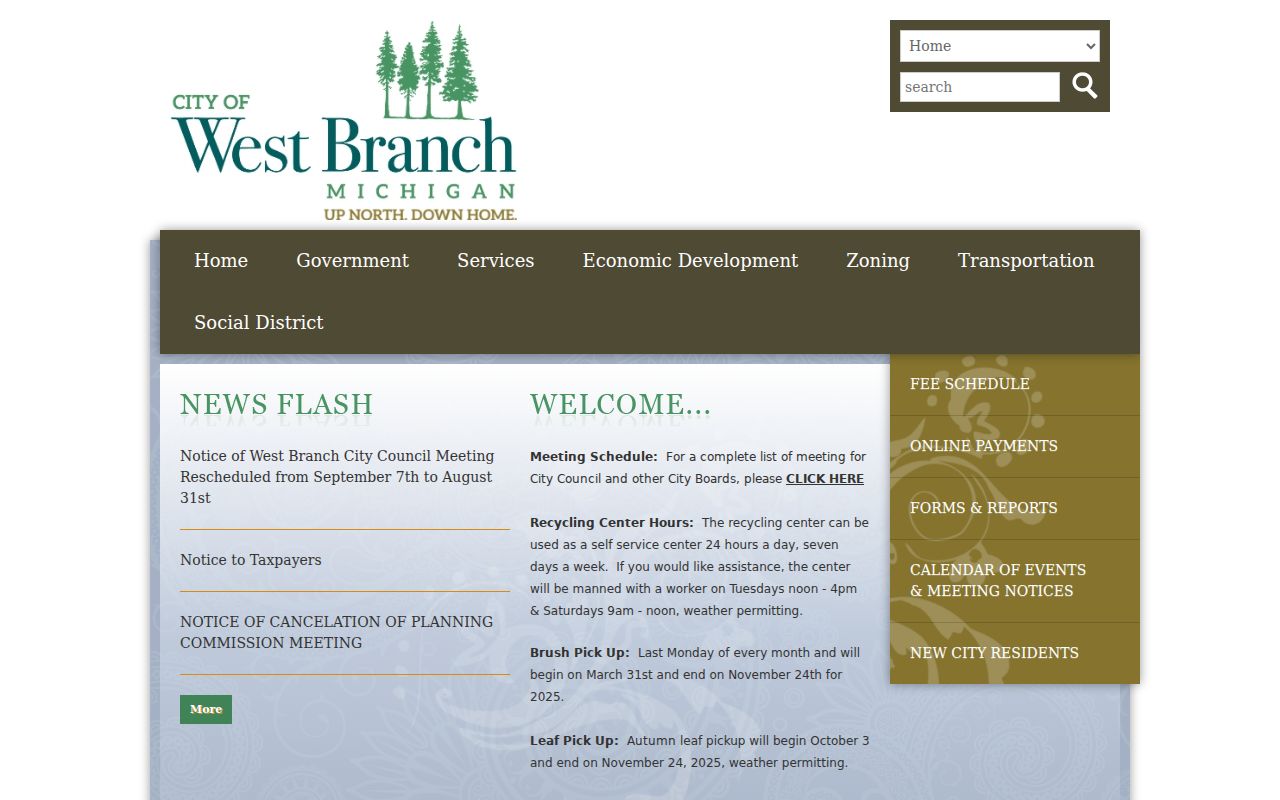 West Branch warrant records research: official City of West Branch home page